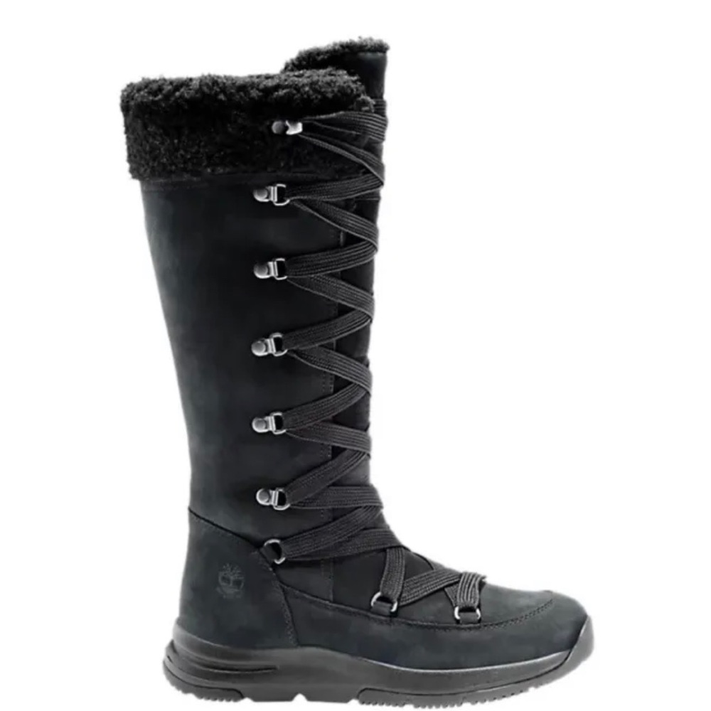 Timberland Woman's Mabel Town Mid / Tall Leather Boots / Black/Black Size 8.5